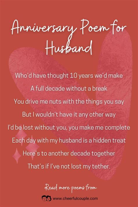 Sweet & Funny 10th Anniversary Poem for Husband