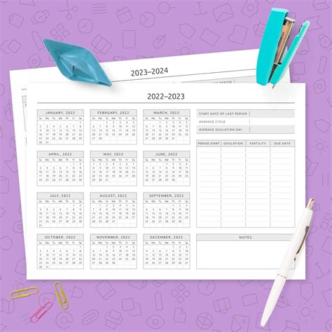 Yearly Ovulation Calendar Template Template - Printable PDF