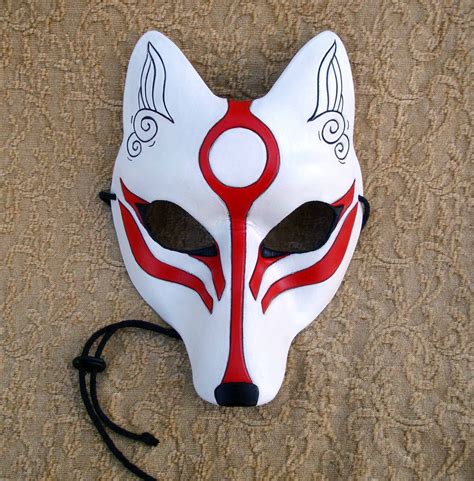 White Okami Kitsune Mask... Japanese Fox Leather Mask | Kitsune mask ...