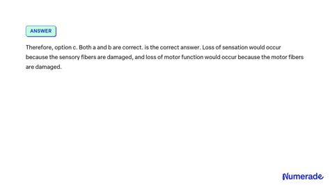 SOLVED: Damage to the dorsal ramus of a spinal nerve results in a loss of sensation. Both a and ...