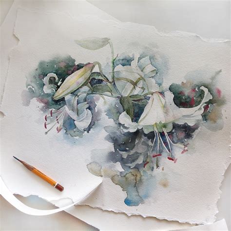 Watercolor sketches of the flowers on Behance