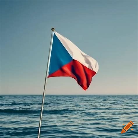 Czech flag flying at the seaside