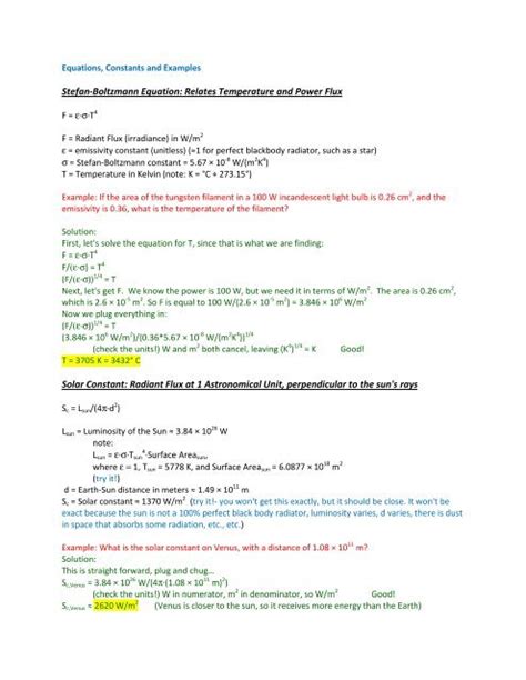 Stefan-Boltzmann Equation: Relates Temperature and Power Flux ...