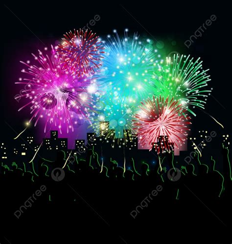 New Year Fireworks Vector Hd PNG Images, Happy New Year With Fireworks, Exploding, Image, Color ...