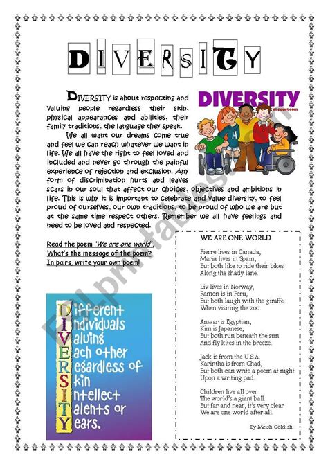 Diversity Worksheets Worksheets Worksheet Multicultural Soci