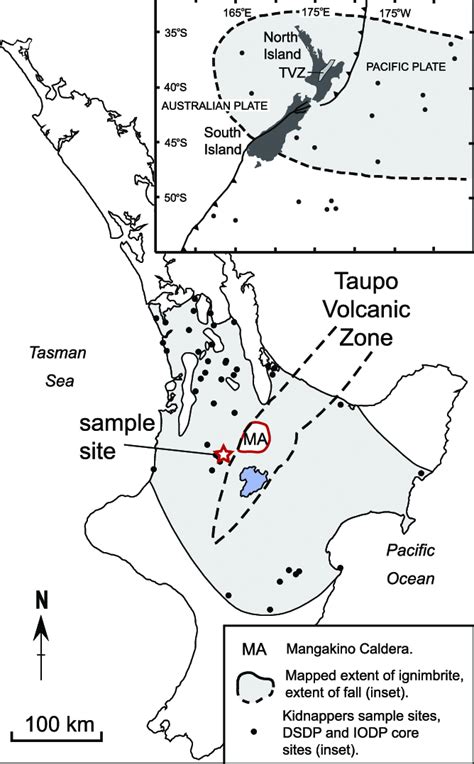 Map of North Island, New Zealand, showing the Taupo Volcanic Zone (TVZ)... | Download Scientific ...