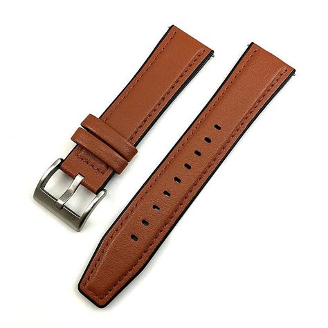 Timex Compatible Light Brown Leather Watch Strap Quick Release Band Silver Buckle #1513