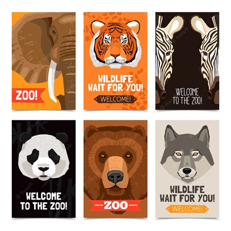 Free Vector | Animals mini posters set