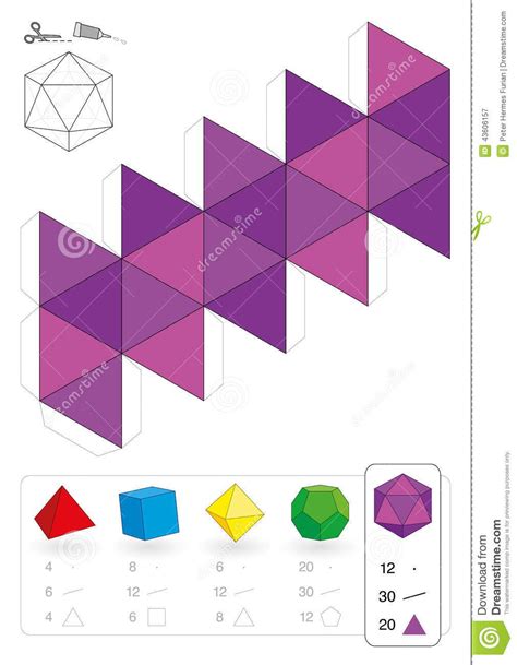 Icosahedron modelo de papel | Paper models, Origami shapes, Paper crafts origami