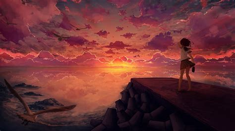 2048x1152 Anime Girl Looking at Sky 2048x1152 Resolution Wallpaper, HD ...