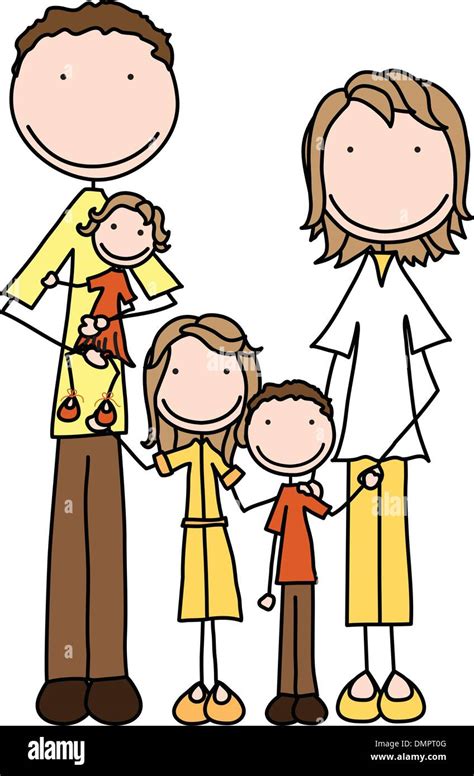 Family of five holding hands Stock Vector Images - Alamy