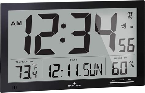 MARATHON CL030062BK Slim-Jumbo Atomic Digital Wall Clock with ...