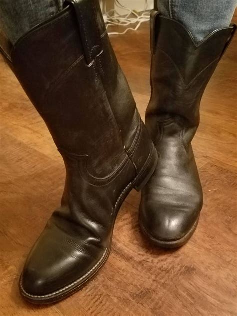 Mens Vintage Leather Black Cowboy Boots Mens Cowboy Boots | Etsy