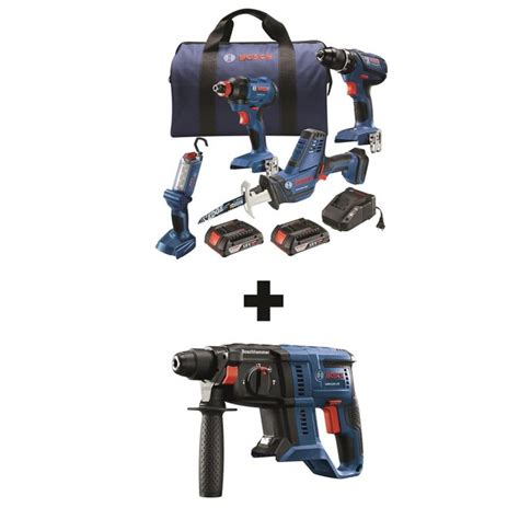 Bosch 5-Tool 18-Volt Power Tool Combo Kit with Soft Case (2-Batteries and charger Included) in ...