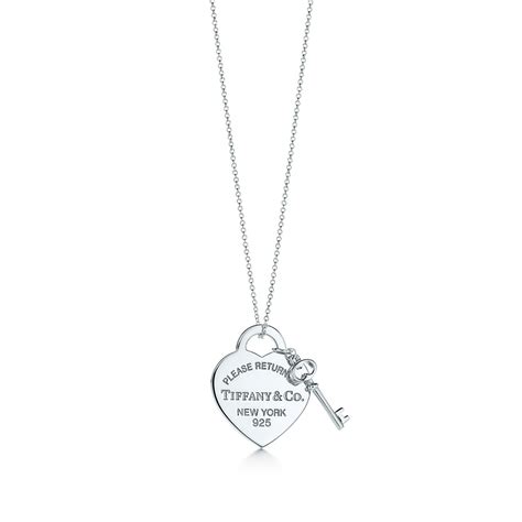 Return to Tiffany™ medium heart tag with key pendant in sterling silver ...