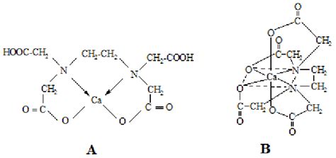 EDTA-Ca complexes A. Tetrahedral coordination and B. Octahedral ...