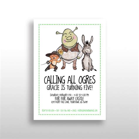 EDITABLE PRINTABLE Shrek Birthday Party Invitations Shrek - Etsy