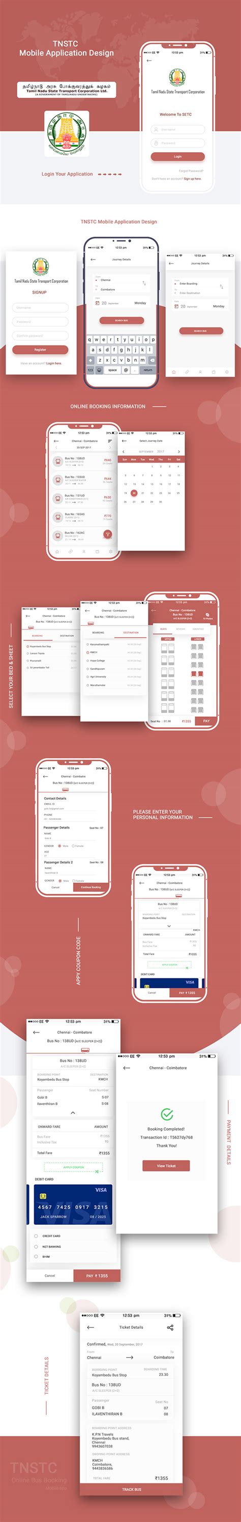 TNSTC - Online Booking Mobile Application :: Behance