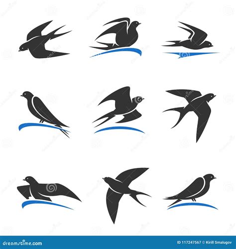 Martlet set. Vector bird stock vector. Illustration of flock - 117247567