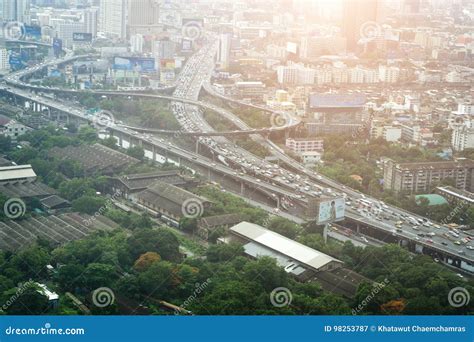 Bangkok City and Traffic in Aerial View Editorial Photography - Image ...