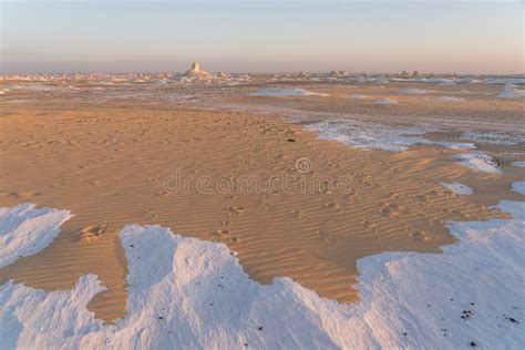 White Desert Landscape in a Beautiful Morning Sunrise, Egypt Stock Photo - Image of footprint ...