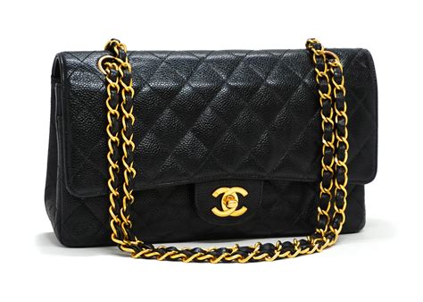 Chanel Vintage Black Caviar Medium Classic 2.55 10” Flap Bag – Classic Coco Authentic Vintage Luxury