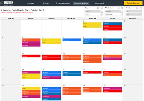 Social Media Calendar Template | Adnia Solutions