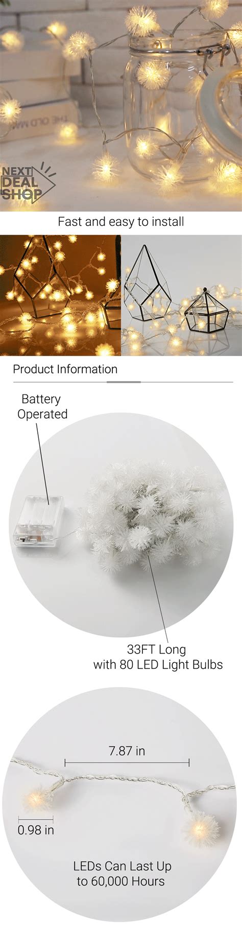 Warm White Dandelion LED String Lights (Battery Operated) – Next Deal Shop