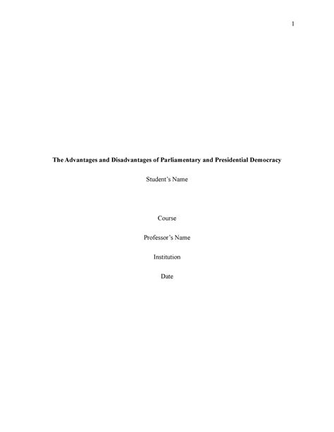 The Advantages and Disadvantages of Parliamentary and Presidential ...