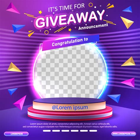 Giveaway winner announcement social media post template. Vector illustration 14949396 Vector Art ...