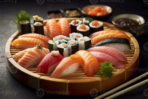 sushi japan set japanese roll fish food seafood meal rice. Generative AI. 25718472 Stock Photo ...