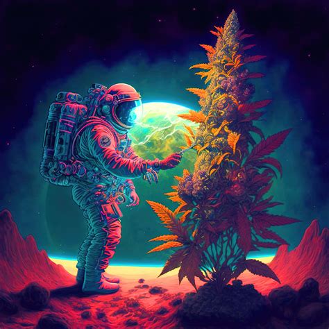 Marijuana Astronaut Trippy Tapestry Stoner UV Backdrop