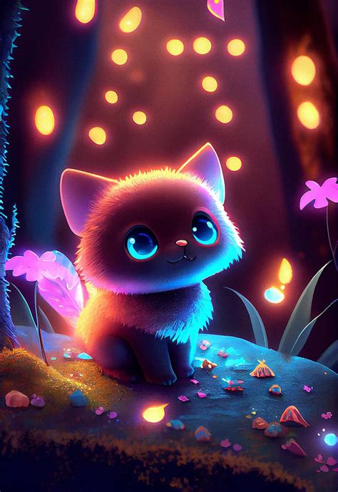 Cute Cat Digital Art by SampadArt Gallery - Pixels