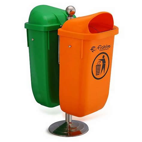 Green & Orange 100 % Virgin HDPE 50 Liter Industrial Dustbin With Pole Stand, Size: L 62 X W 43 ...