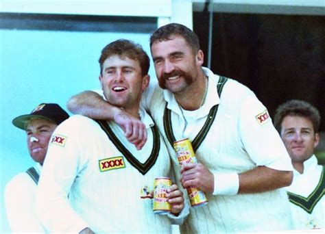 Print of Mark Taylor & Merv Hughes celebrate winning the 1993 Ashes ...