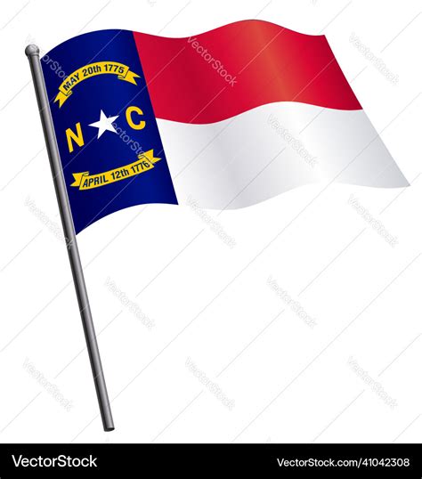 North carolina state flag flying on flagpole Vector Image