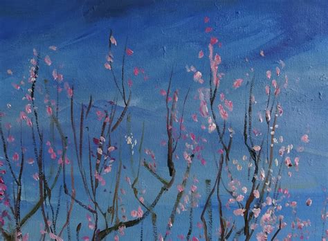 Peach blossom Oil painting on canvas Pink tree painting Pink | Etsy