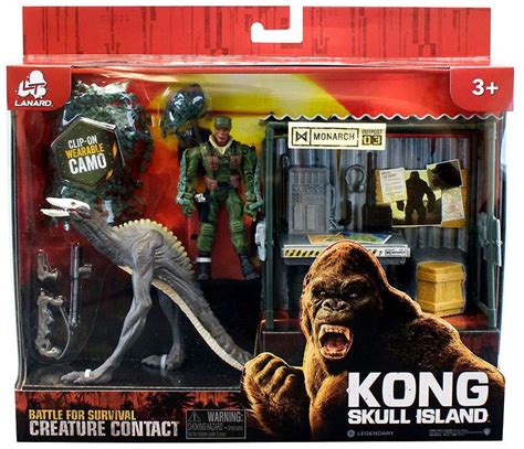 KONG SKULL ISLAND - BATTLE FOR SURVIVAL CREATURE CONTACT - DINO MONSTER WITH SHACK AND FIGURE ...