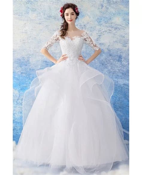 Gorgeous White Organza Ball Gown Wedding Dress Princess With Lace ...