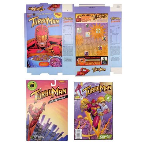 Lot # 440: JINGLE ALL THE WAY (1996) - Turbo Man Comic Book Cover and Cereal Box with Dementor ...