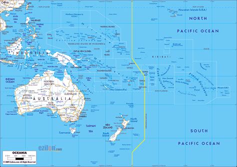 Large road map of Australia and Oceania with major cities | Oceania | Mapsland | Maps of the World