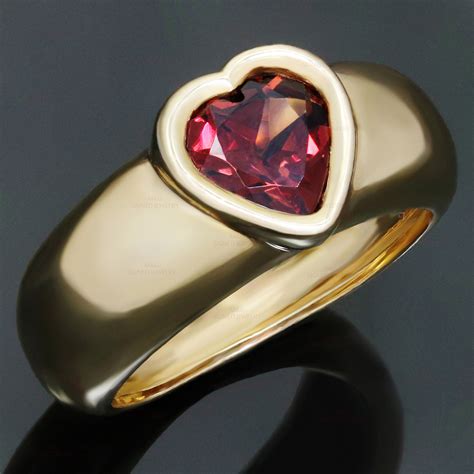 Heart-Shaped Genuine Garnet 18k Yellow Gold Ring-MTSJ13001