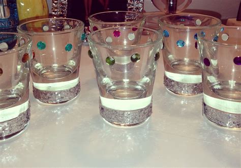 Decorated shot glasses! | Glass crafts, Wine glass decor, Glass decor