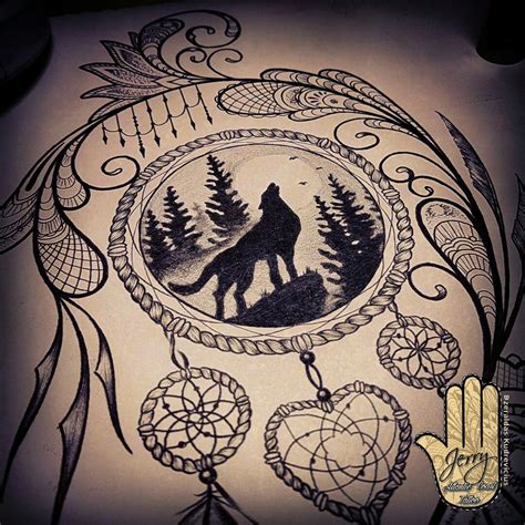 howling wolf dreamcatcher tattoo - lancastercolonygd164950freeshipping