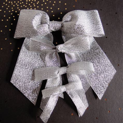 Metallic Silver Pretied Bow (4 sizes) - Packaging Decor