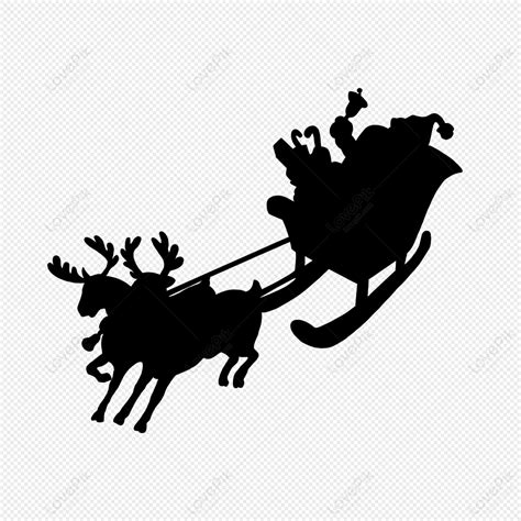 Christmas Santa Reindeer Sleigh Silhouette, Santa Claus, Reindeer, Santa Reindeer Sleigh PNG ...