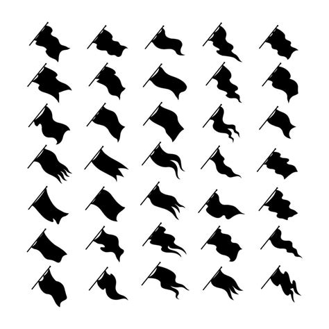 Vector flag silhouette set. black flag icons 36593736 Vector Art at ...