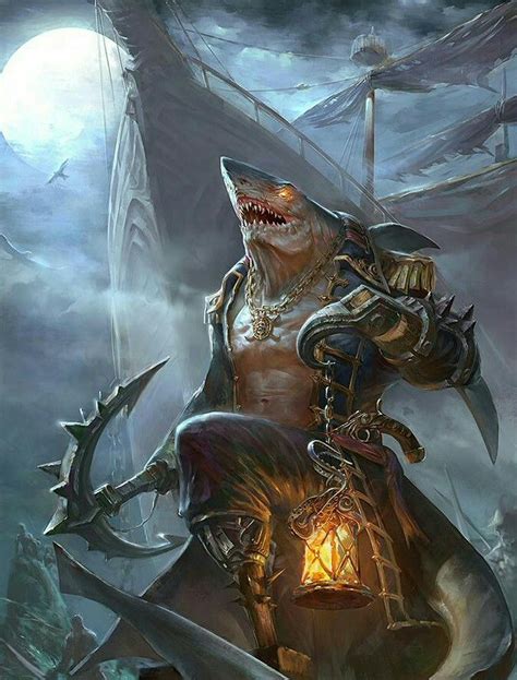 WereShark Pirate - Pathfinder PFRPG DND D&D d20 fantasy | Personnages d'art concept ...