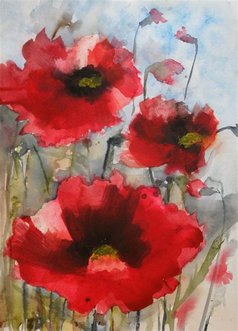 Red Poppies | Poppy flower painting, Flower art painting, Watercolor flower art