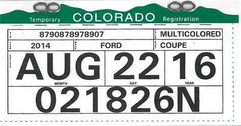 Printable Colorado Temp Tag Template